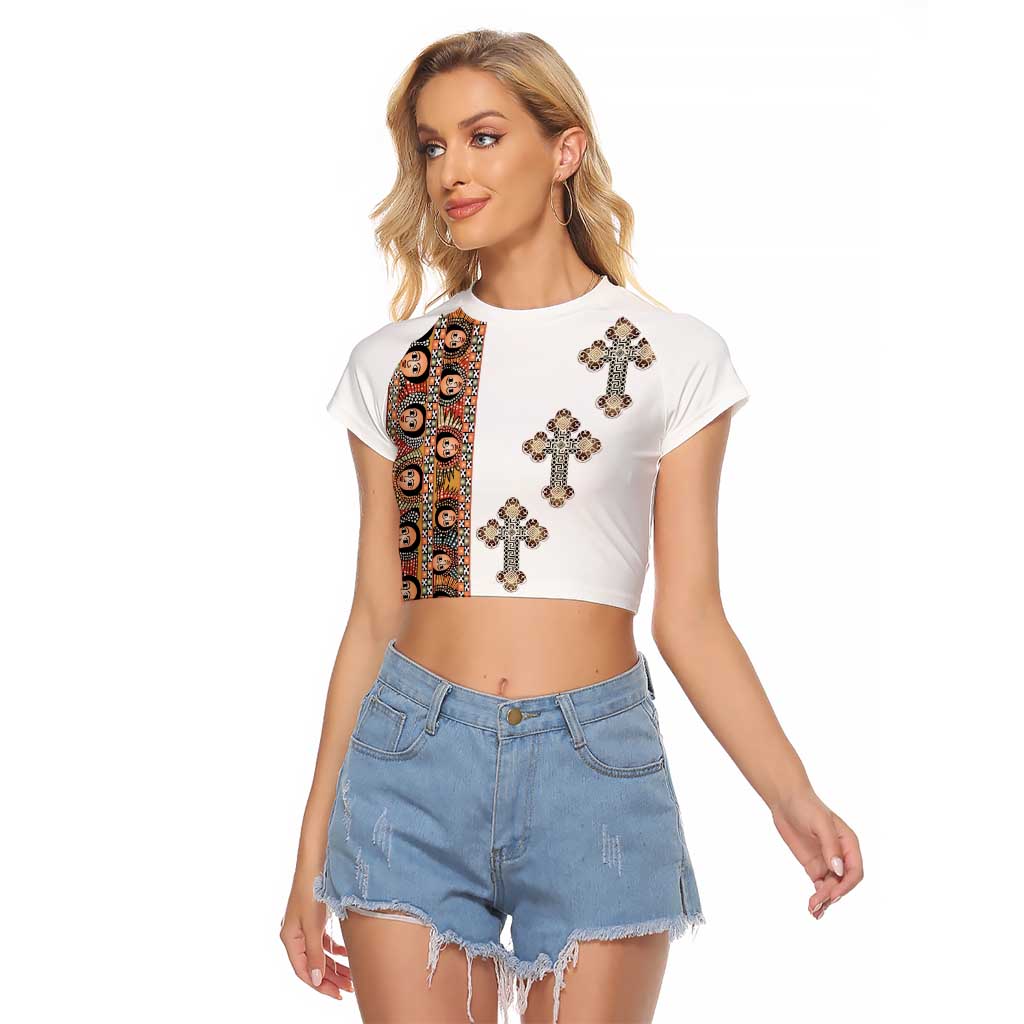 Ethiopia Angels Tilet Raglan Cropped T Shirt Ethiopian Cross