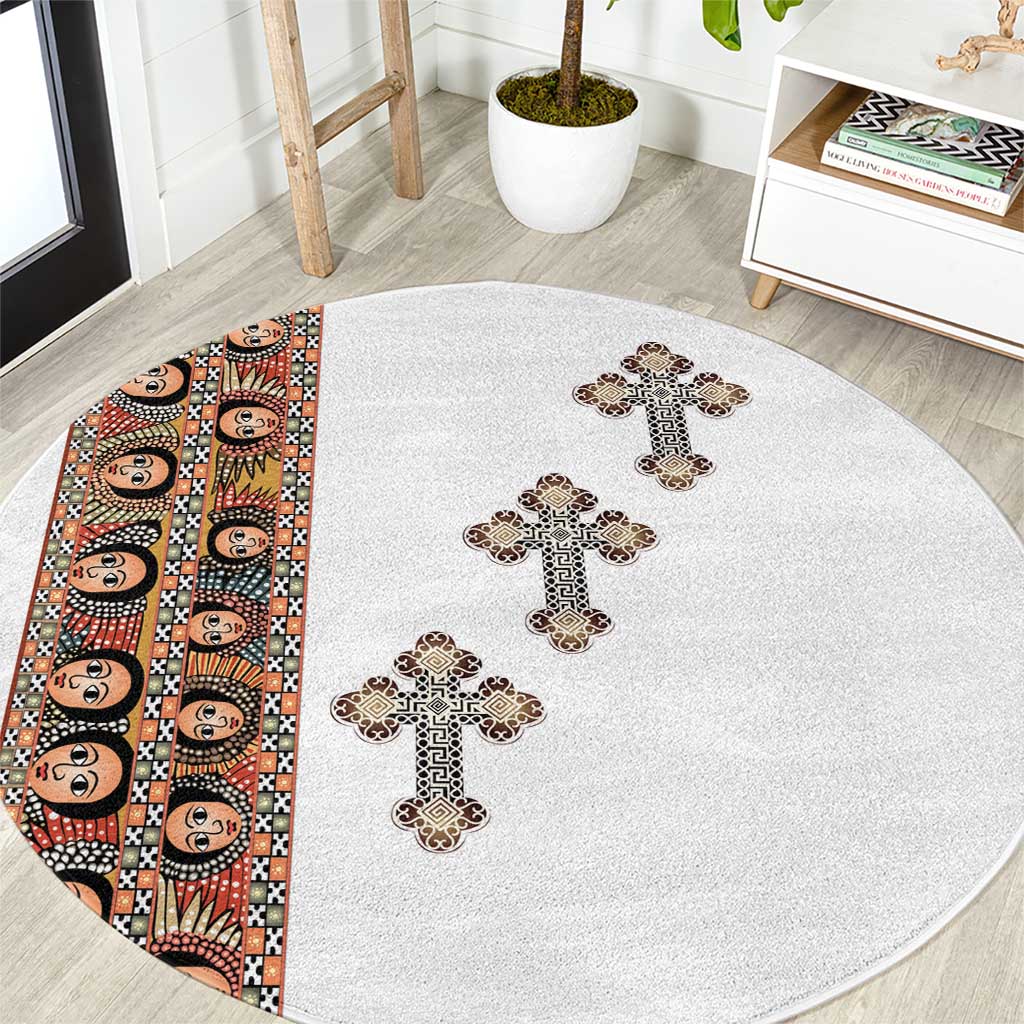 Ethiopia Angels Tilet Round Carpet Ethiopian Cross