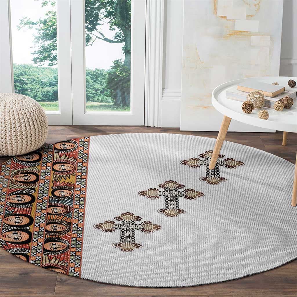 Ethiopia Angels Tilet Round Carpet Ethiopian Cross