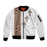 Ethiopia Angels Tilet Sleeve Zip Bomber Jacket Ethiopian Cross