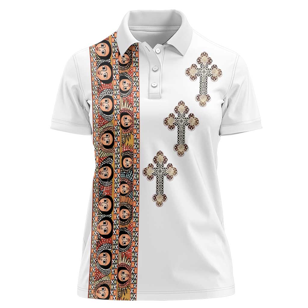 Ethiopia Angels Tilet Women Polo Shirt Ethiopian Cross