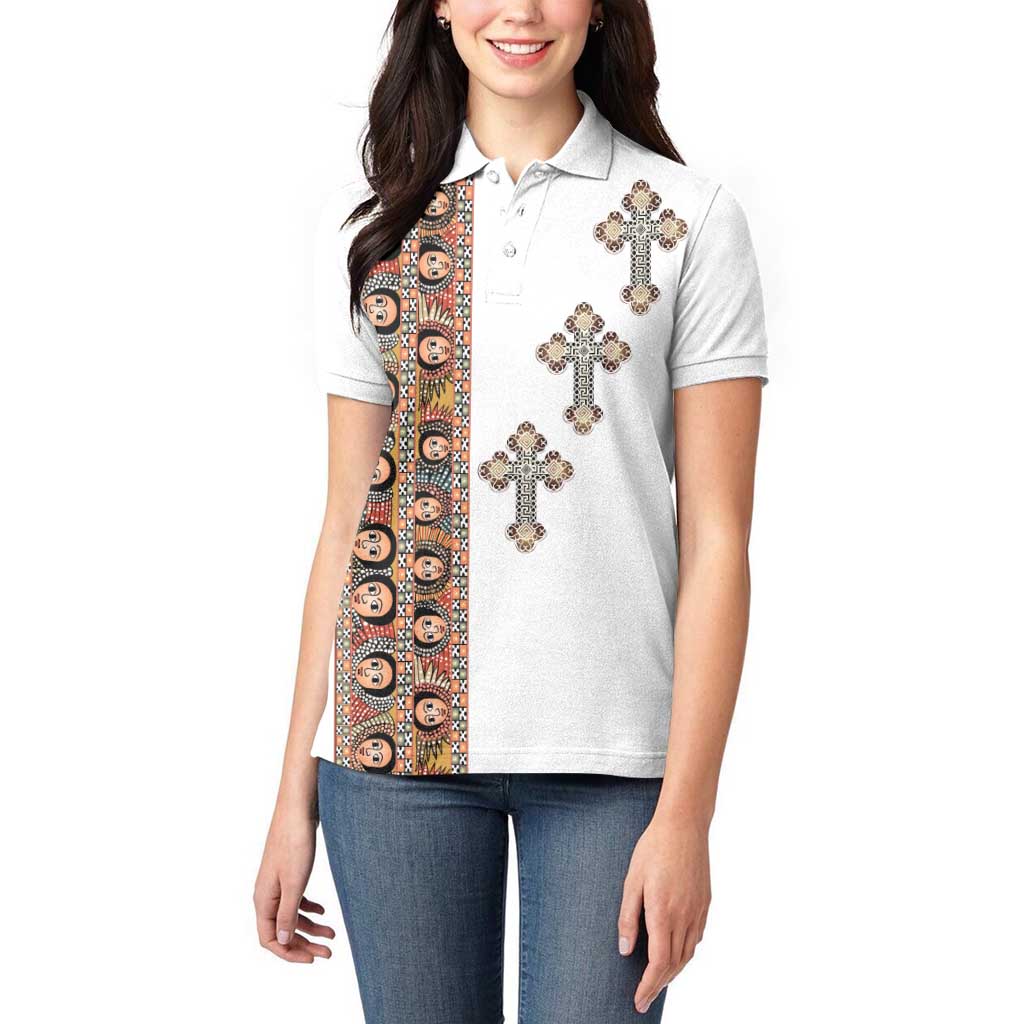 Ethiopia Angels Tilet Women Polo Shirt Ethiopian Cross
