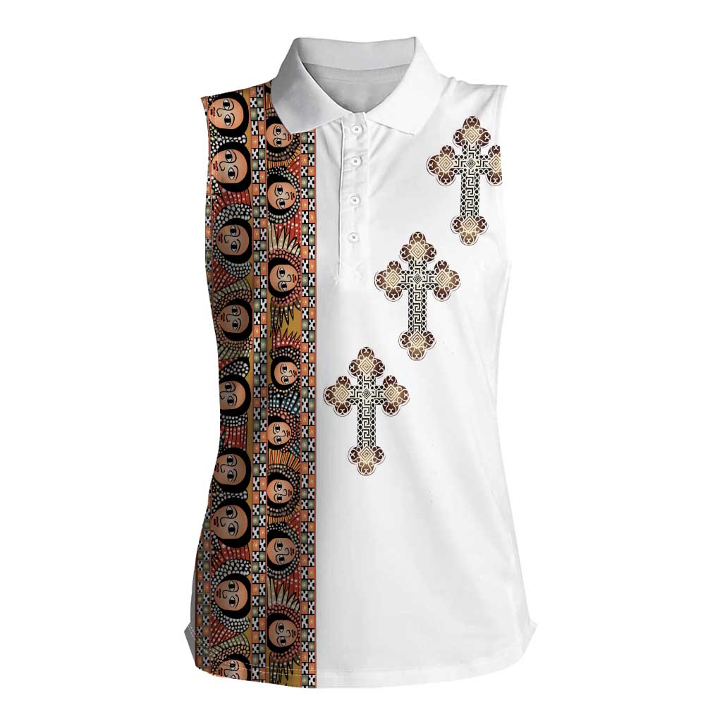 Ethiopia Angels Tilet Women Sleeveless Polo Shirt Ethiopian Cross