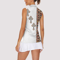 Ethiopia Angels Tilet Women Sleeveless Polo Shirt Ethiopian Cross