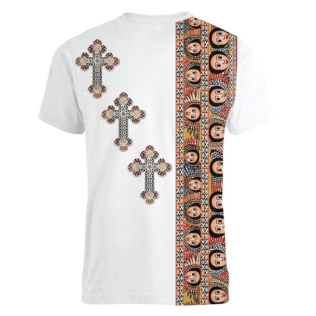 Ethiopia Angels Tilet Women V-Neck T-Shirt Ethiopian Cross