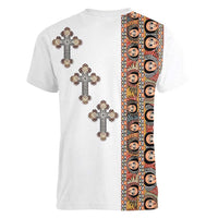 Ethiopia Angels Tilet Women V-Neck T-Shirt Ethiopian Cross