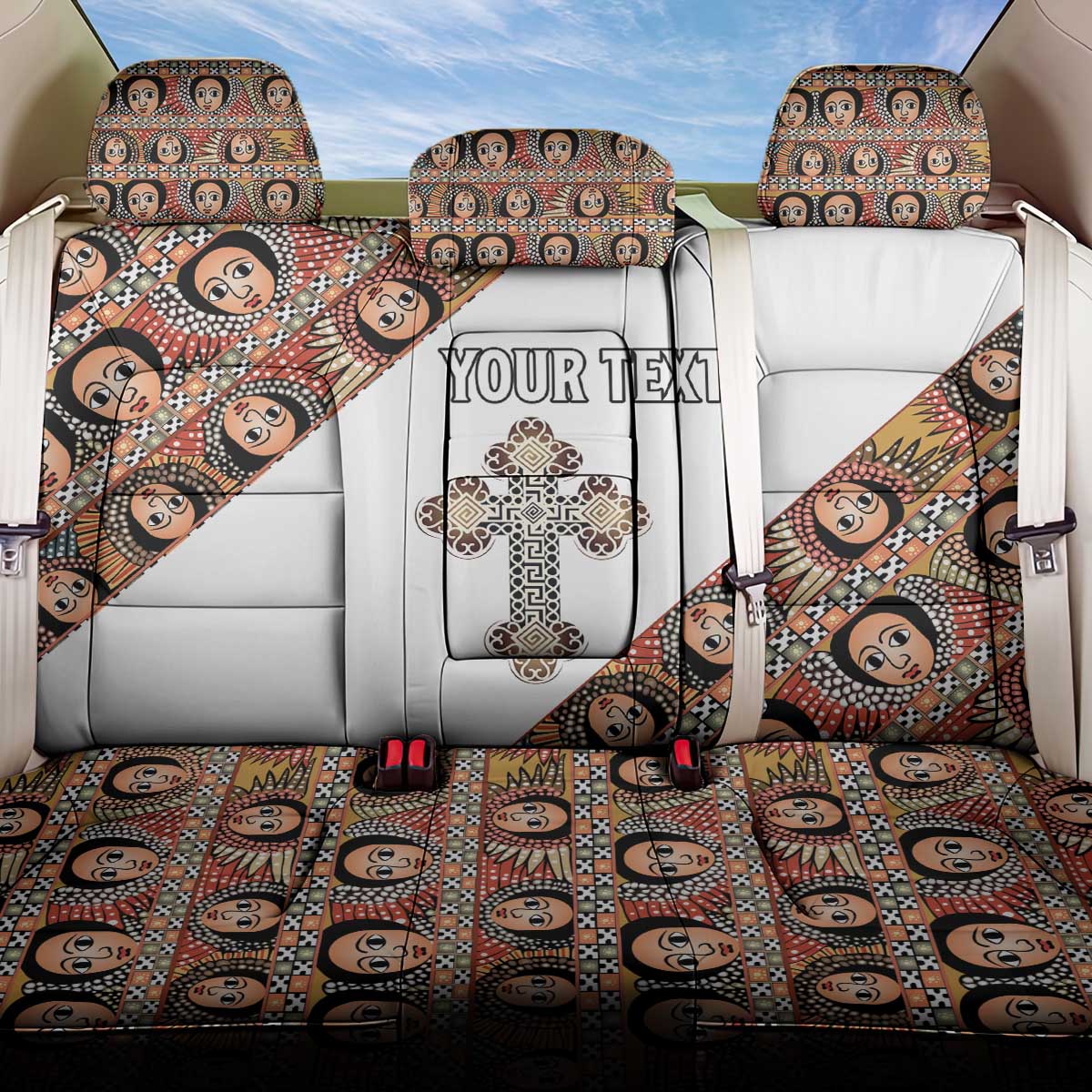 Personalized Ethiopian Orthodox Church Angel Back Car Seat Cover