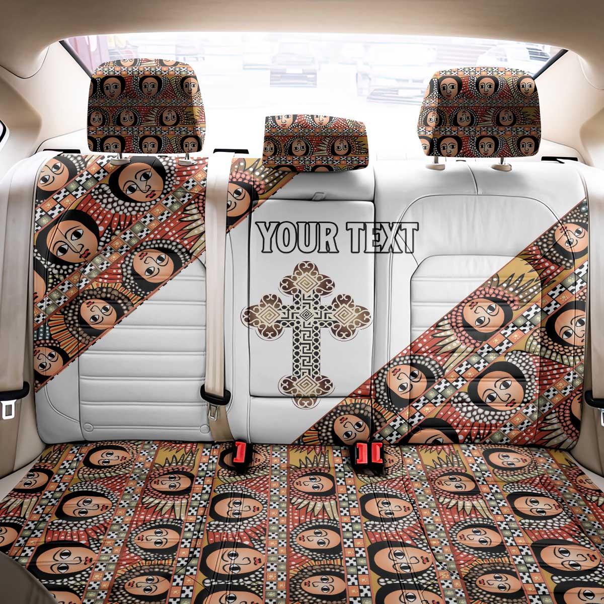 Personalized Ethiopian Orthodox Church Angel Back Car Seat Cover