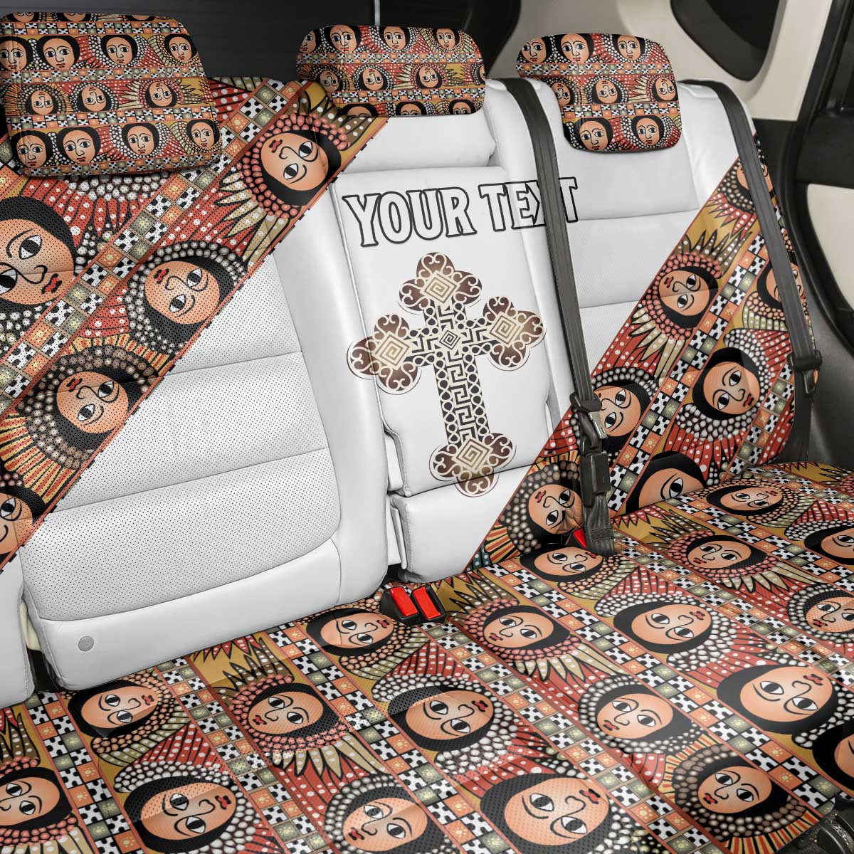 Personalized Ethiopian Orthodox Church Angel Back Car Seat Cover
