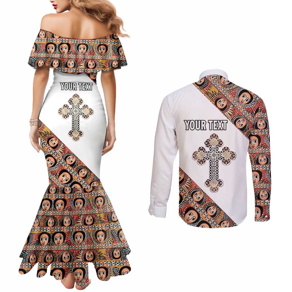 Personalized Ethiopian Orthodox Church Angel Couples Matching Mermaid Dress and Long Sleeve Button Shirt