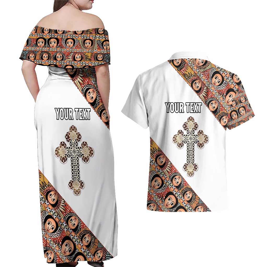 Personalized Ethiopian Orthodox Church Angel Couples Matching Off Shoulder Maxi Dress and Hawaiian Shirt