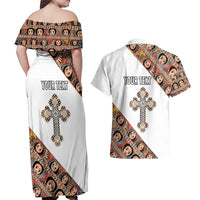 Personalized Ethiopian Orthodox Church Angel Couples Matching Off Shoulder Maxi Dress and Hawaiian Shirt