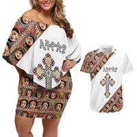 Personalized Ethiopian Orthodox Church Angel Couples Matching Off Shoulder Short Dress and Hawaiian Shirt