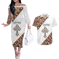 Personalized Ethiopian Orthodox Church Angel Couples Matching Off The Shoulder Long Sleeve Dress and Hawaiian Shirt