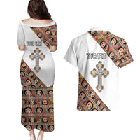 Personalized Ethiopian Orthodox Church Angel Couples Matching Puletasi and Hawaiian Shirt