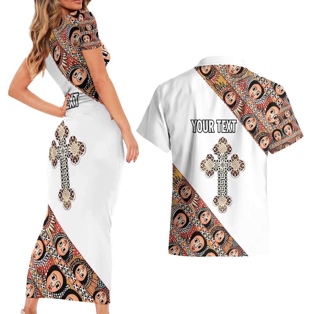 Personalized Ethiopian Orthodox Church Angel Couples Matching Short Sleeve Bodycon Dress and Hawaiian Shirt