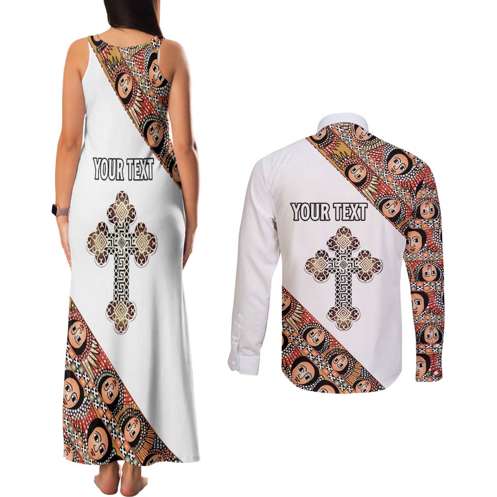 Personalized Ethiopian Orthodox Church Angel Couples Matching Tank Maxi Dress and Long Sleeve Button Shirt