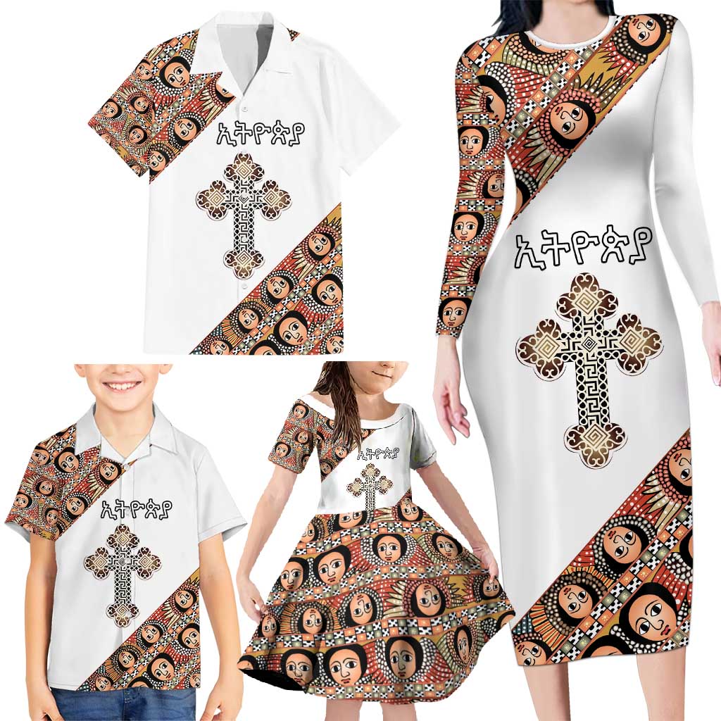 Personalized Ethiopian Orthodox Church Angel Family Matching Long Sleeve Bodycon Dress and Hawaiian Shirt
