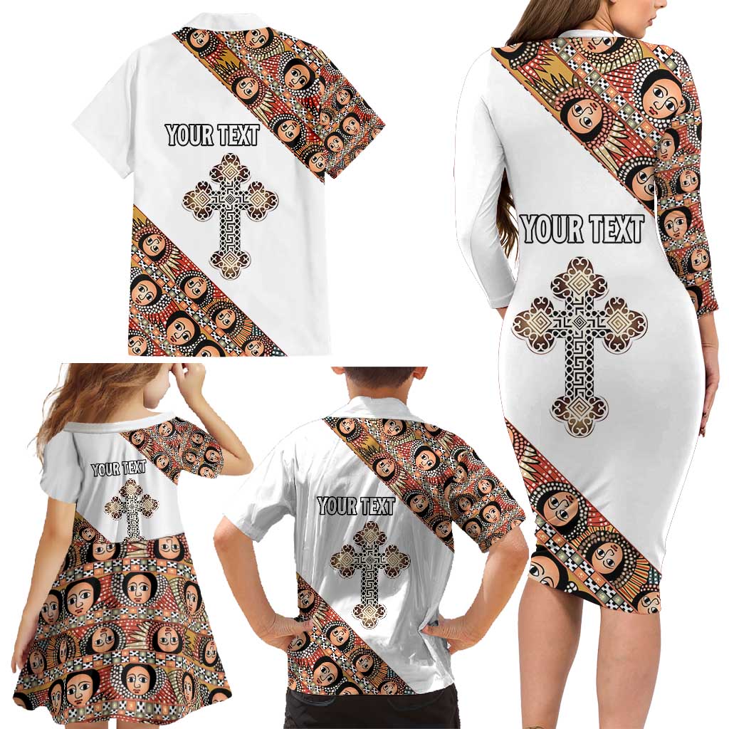 Personalized Ethiopian Orthodox Church Angel Family Matching Long Sleeve Bodycon Dress and Hawaiian Shirt
