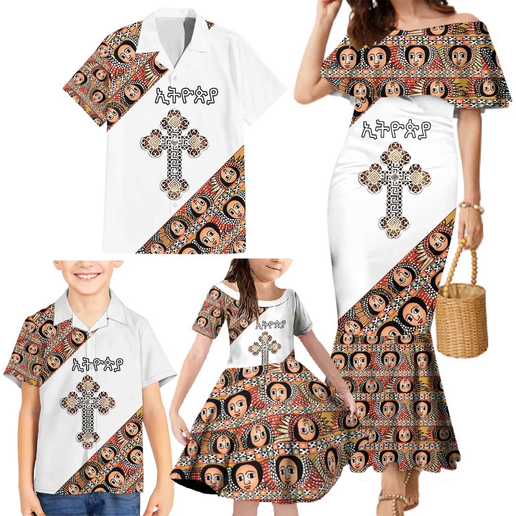 Personalized Ethiopian Orthodox Church Angel Family Matching Mermaid Dress and Hawaiian Shirt
