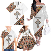 Personalized Ethiopian Orthodox Church Angel Family Matching Off The Shoulder Long Sleeve Dress and Hawaiian Shirt