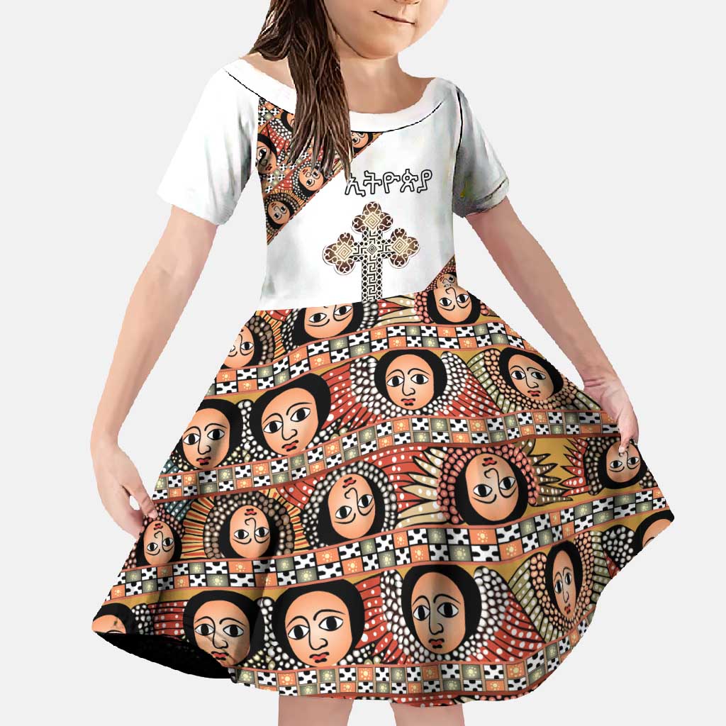 Personalized Ethiopian Orthodox Church Angel Family Matching Off Shoulder Maxi Dress and Hawaiian Shirt