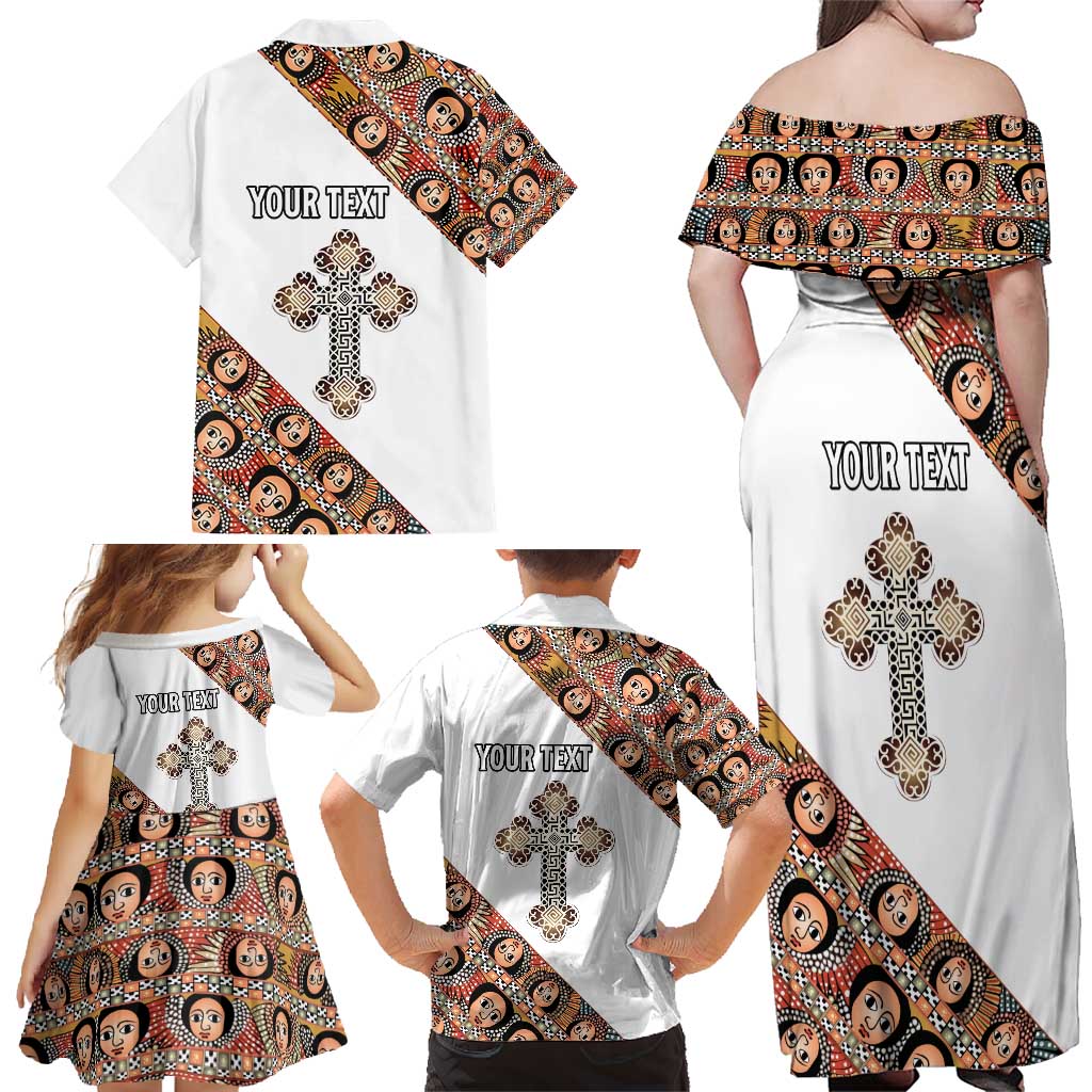 Personalized Ethiopian Orthodox Church Angel Family Matching Off Shoulder Maxi Dress and Hawaiian Shirt