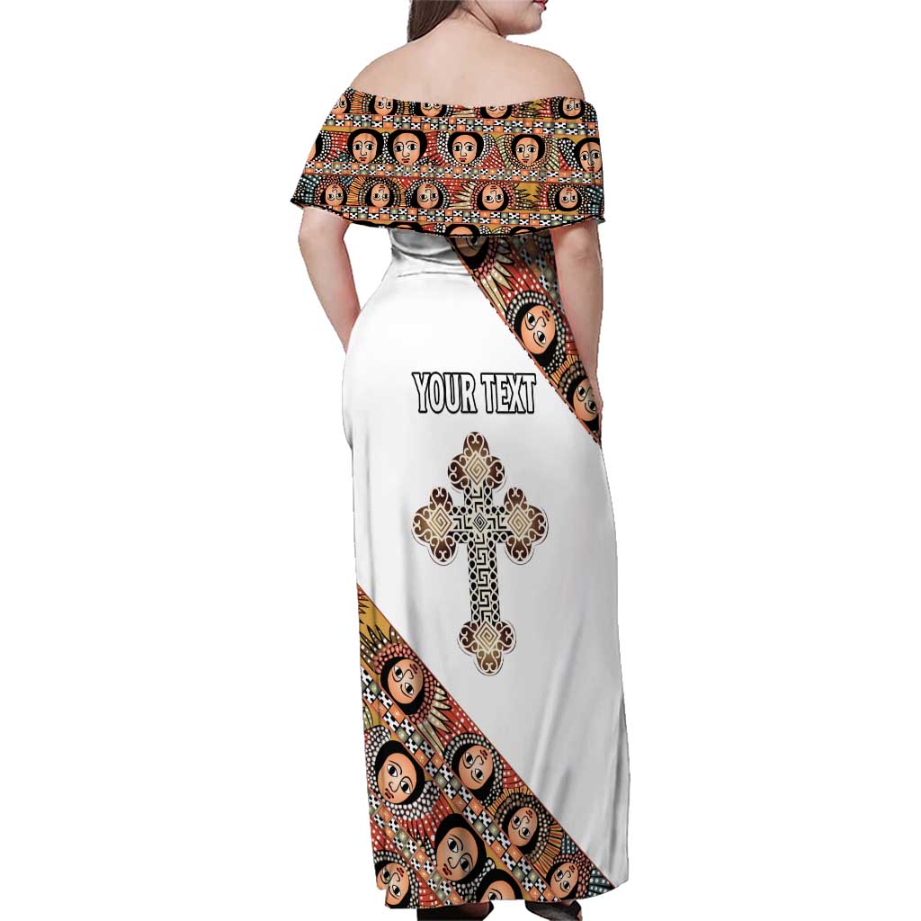 Personalized Ethiopian Orthodox Church Angel Family Matching Off Shoulder Maxi Dress and Hawaiian Shirt