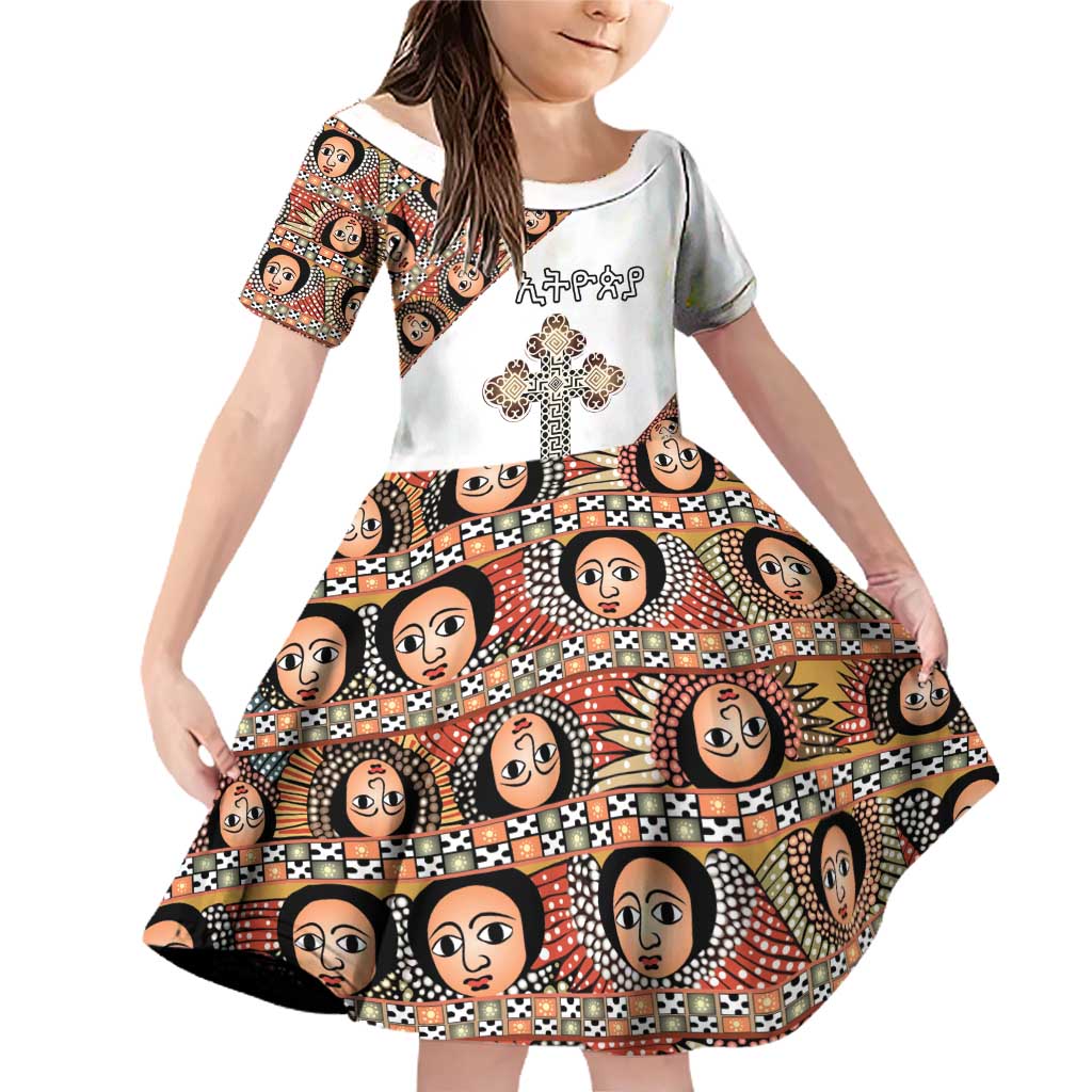 Personalized Ethiopian Orthodox Church Angel Family Matching Off Shoulder Short Dress and Hawaiian Shirt