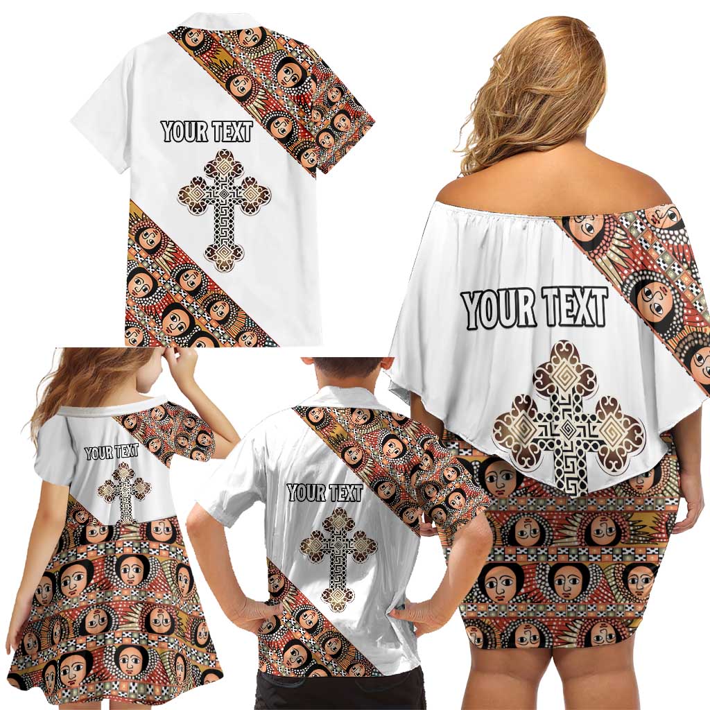 Personalized Ethiopian Orthodox Church Angel Family Matching Off Shoulder Short Dress and Hawaiian Shirt