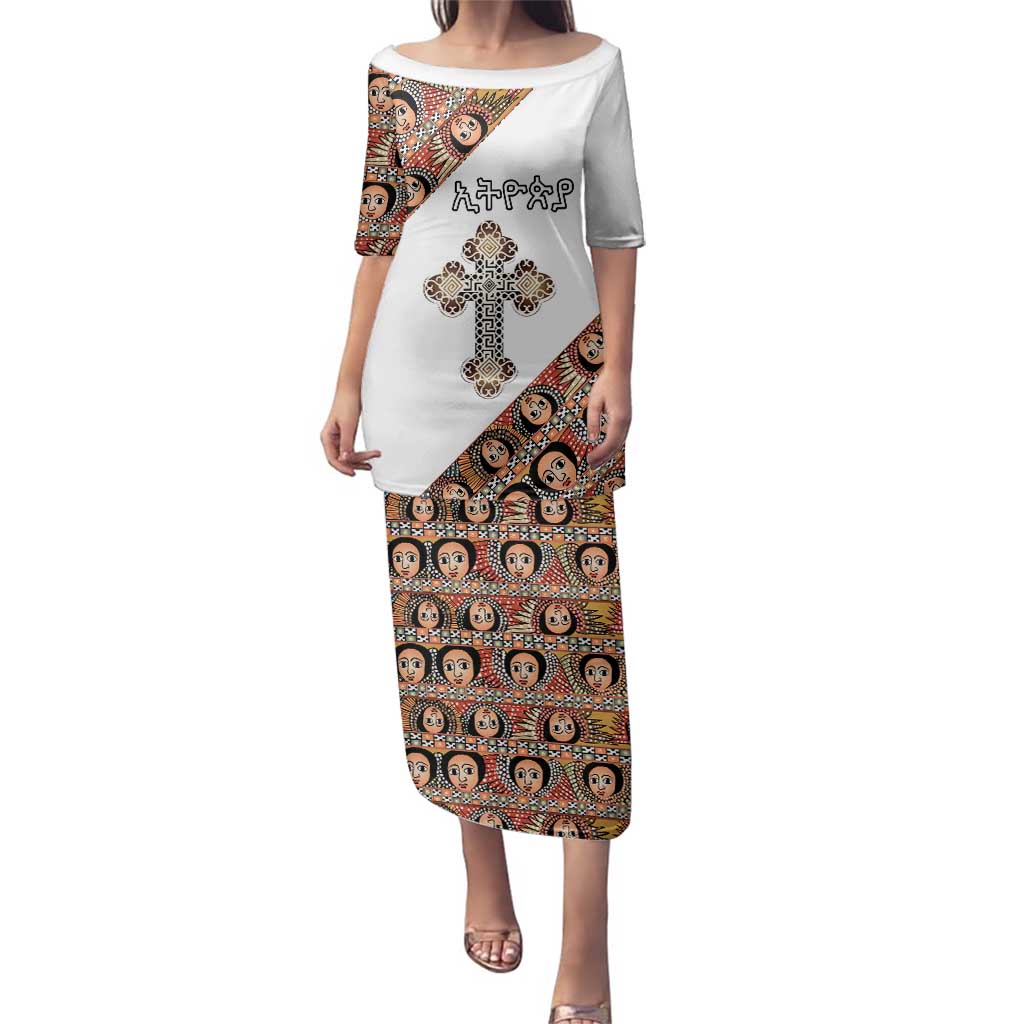 Personalized Ethiopian Orthodox Church Angel Family Matching Puletasi and Hawaiian Shirt