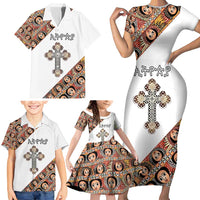 Personalized Ethiopian Orthodox Church Angel Family Matching Short Sleeve Bodycon Dress and Hawaiian Shirt