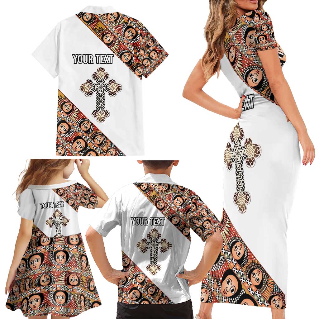 Personalized Ethiopian Orthodox Church Angel Family Matching Short Sleeve Bodycon Dress and Hawaiian Shirt