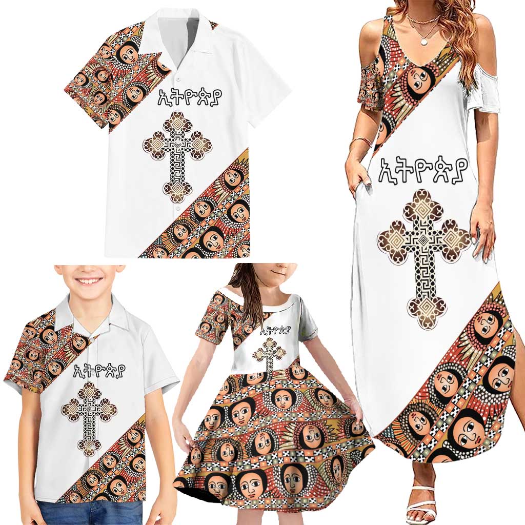 Personalized Ethiopian Orthodox Church Angel Family Matching Summer Maxi Dress and Hawaiian Shirt