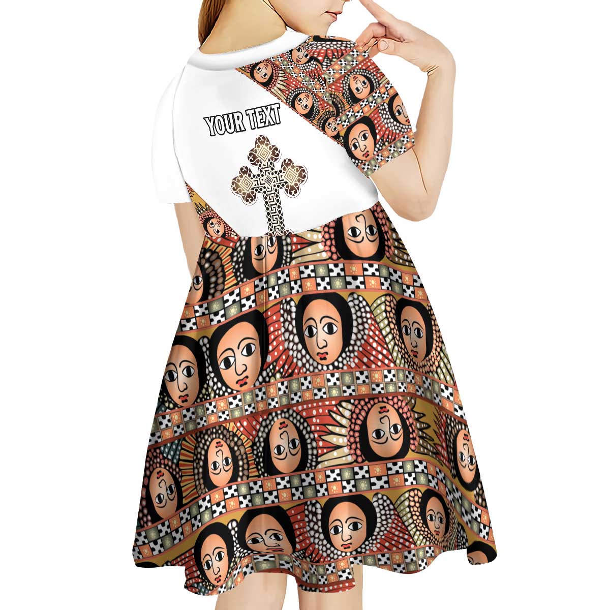 Personalized Ethiopian Orthodox Church Angel Kid Short Sleeve Dress