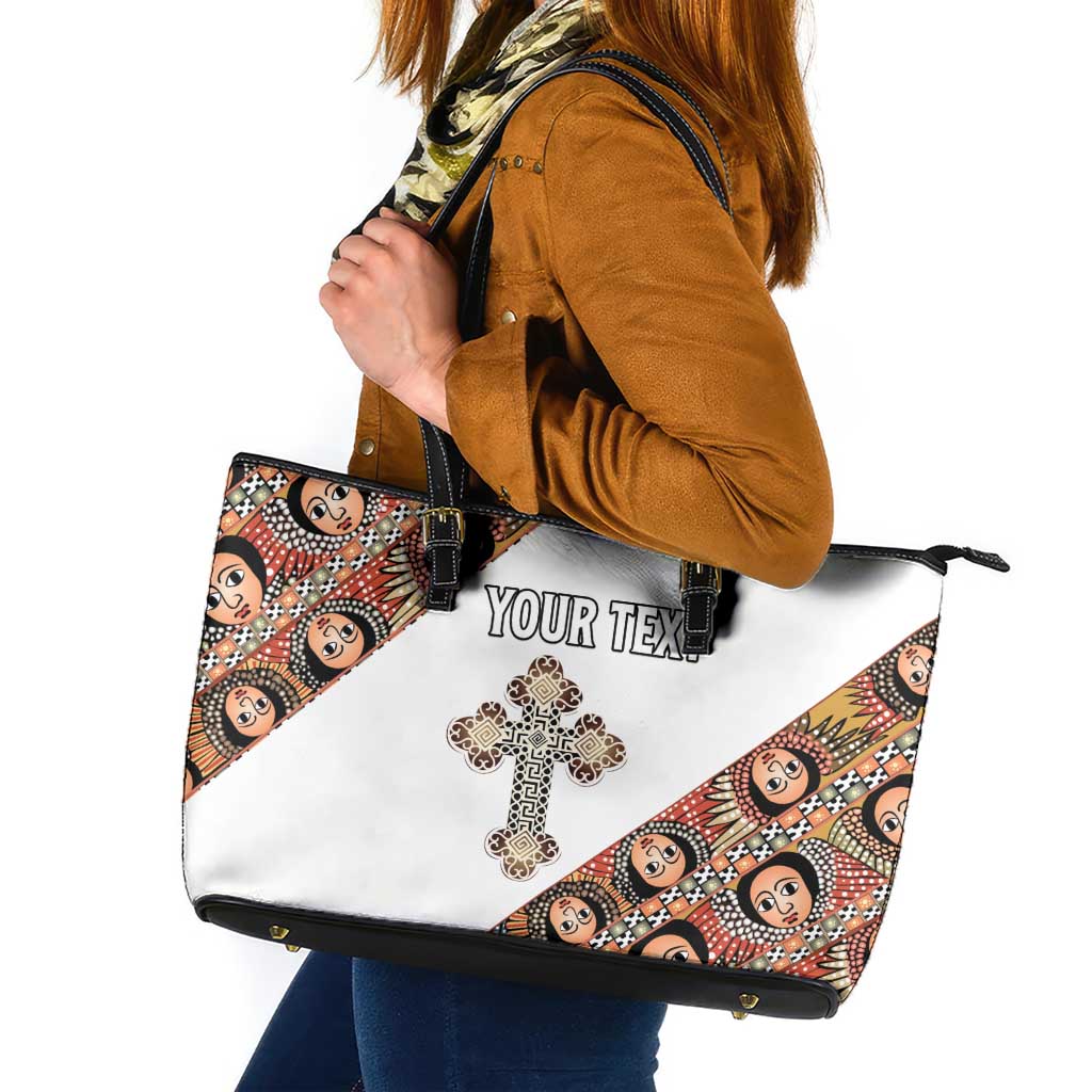 Personalized Ethiopian Orthodox Church Angel Leather Tote Bag
