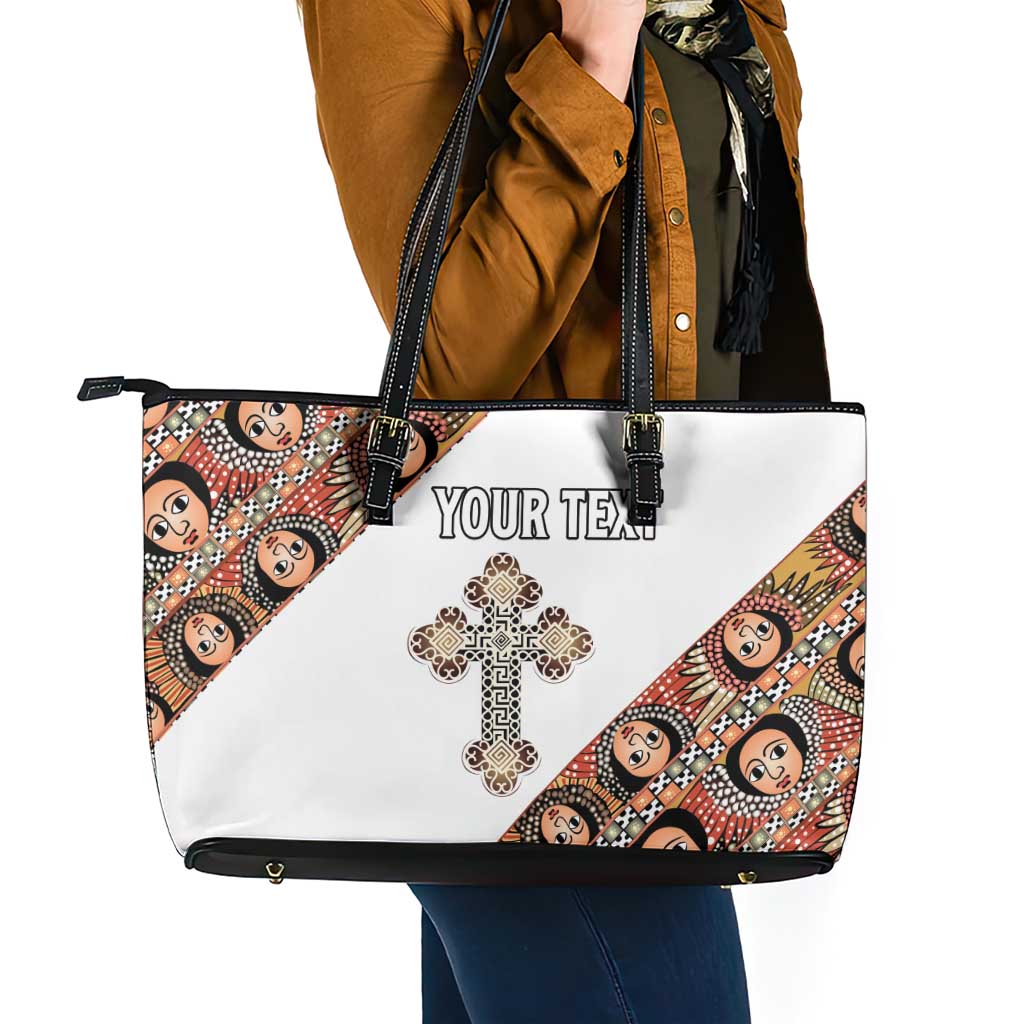 Personalized Ethiopian Orthodox Church Angel Leather Tote Bag