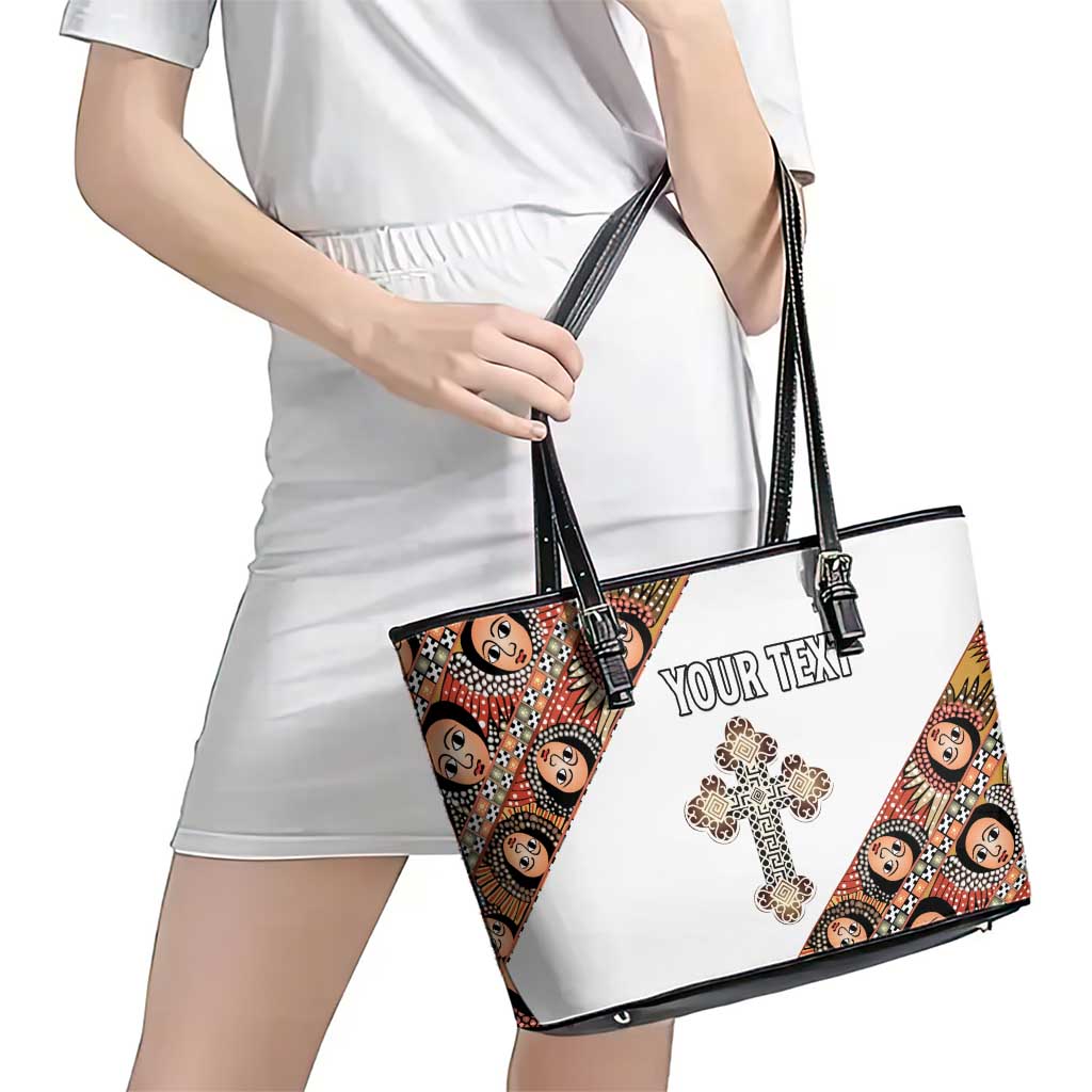 Personalized Ethiopian Orthodox Church Angel Leather Tote Bag
