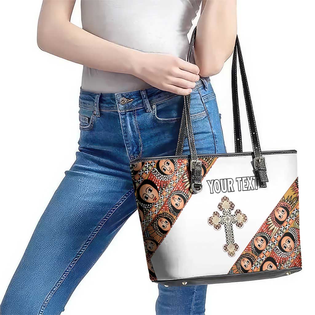Personalized Ethiopian Orthodox Church Angel Leather Tote Bag