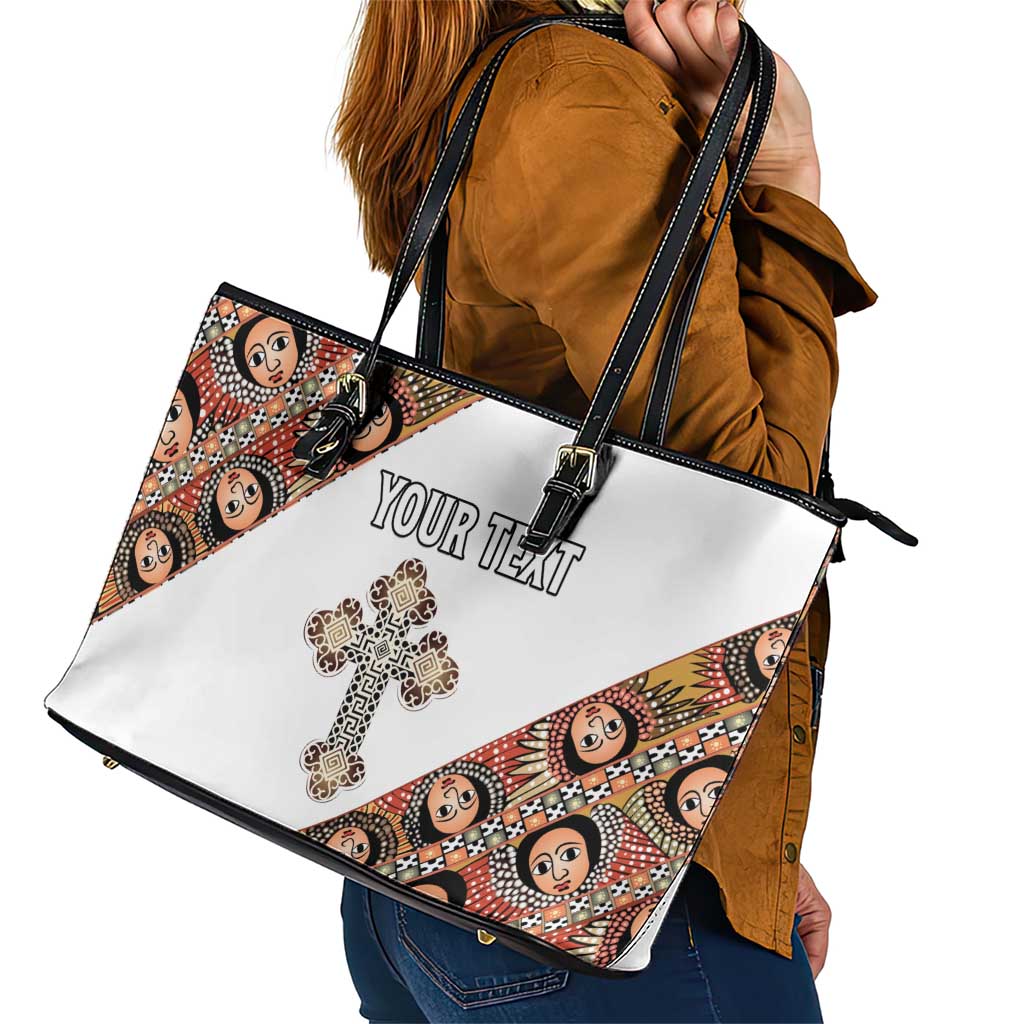 Personalized Ethiopian Orthodox Church Angel Leather Tote Bag