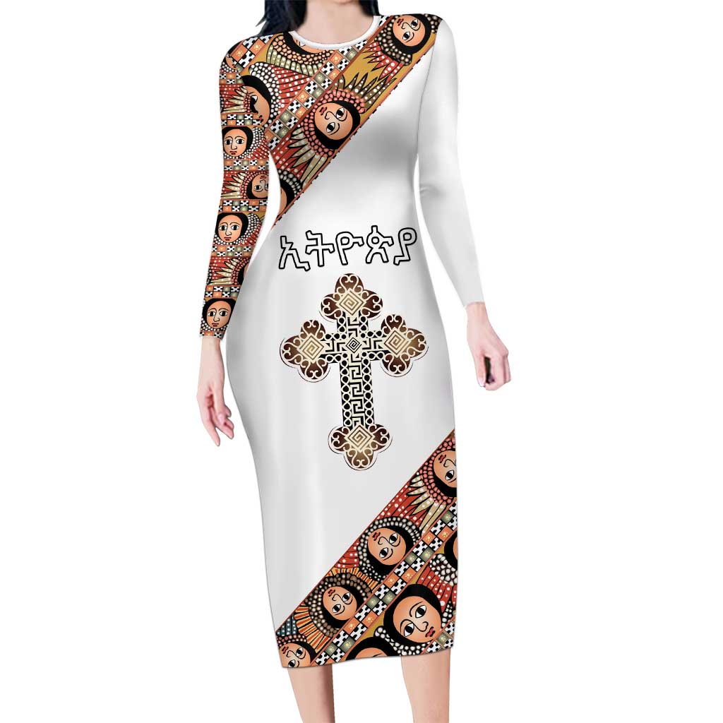 Personalized Ethiopian Orthodox Church Angel Long Sleeve Bodycon Dress