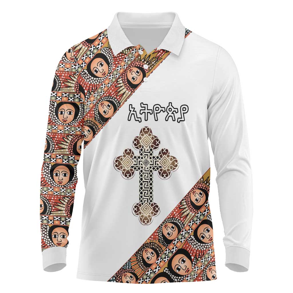 Personalized Ethiopian Orthodox Church Angel Long Sleeve Polo Shirt
