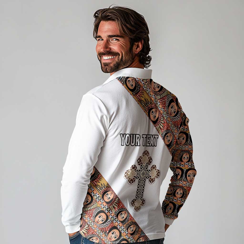 Personalized Ethiopian Orthodox Church Angel Long Sleeve Polo Shirt