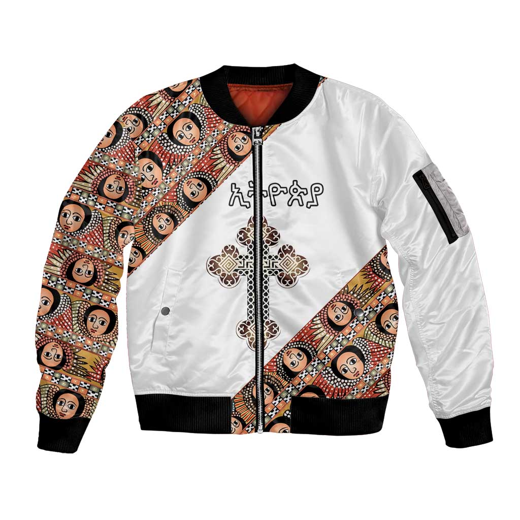 Personalized Ethiopian Orthodox Church Angel Sleeve Zip Bomber Jacket