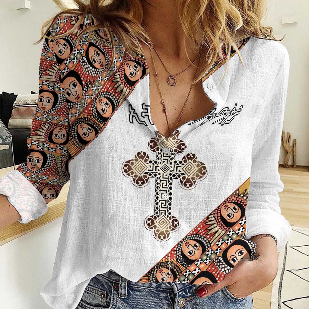 Personalized Ethiopian Orthodox Church Angel Women Casual Shirt