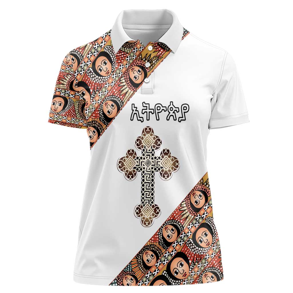 Personalized Ethiopian Orthodox Church Angel Women Polo Shirt
