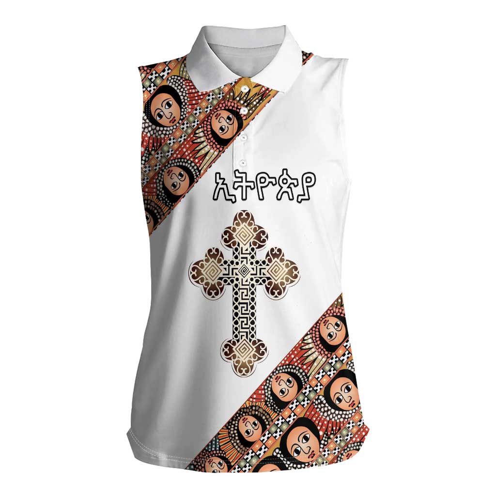 Personalized Ethiopian Orthodox Church Angel Women Sleeveless Polo Shirt