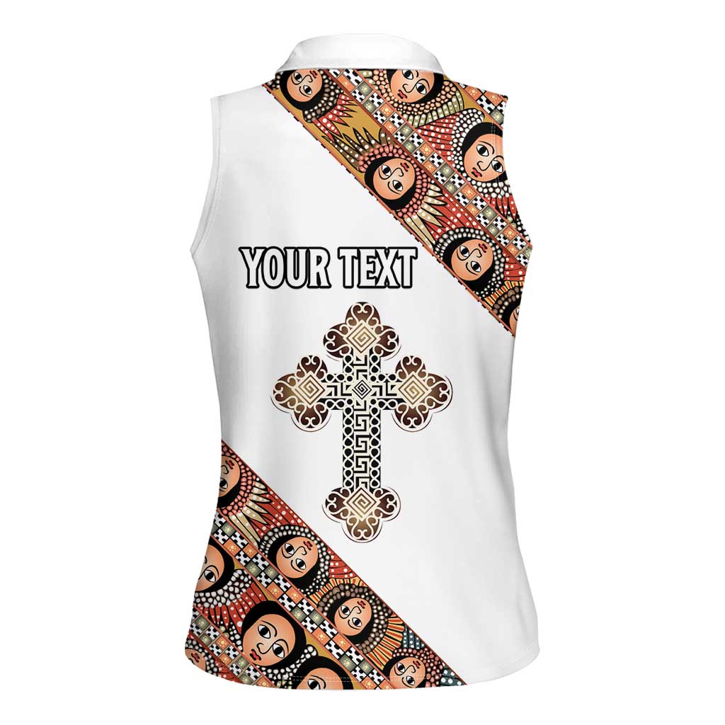Personalized Ethiopian Orthodox Church Angel Women Sleeveless Polo Shirt