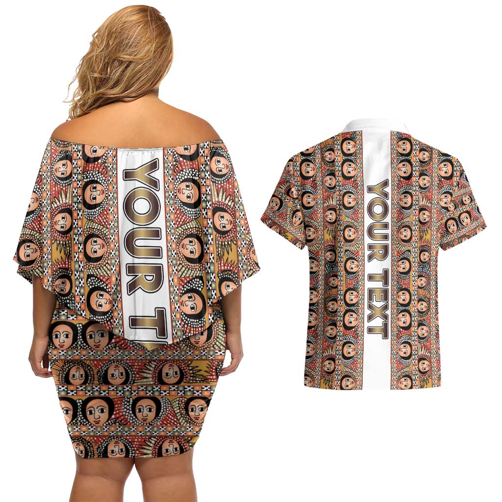 Personalized  Ethiopian Tewahedo Angel Orthodox Couples Matching Off Shoulder Short Dress and Hawaiian Shirt