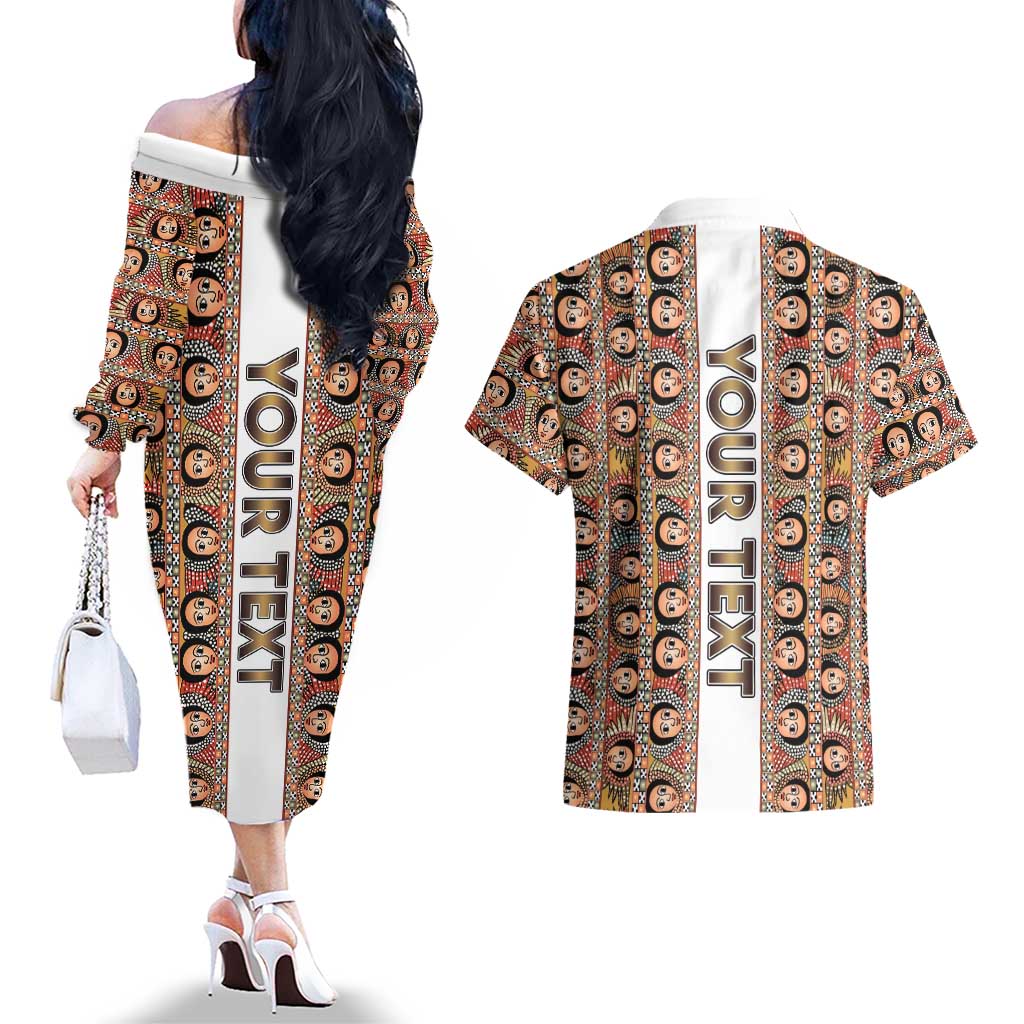 Personalized  Ethiopian Tewahedo Angel Orthodox Couples Matching Off The Shoulder Long Sleeve Dress and Hawaiian Shirt